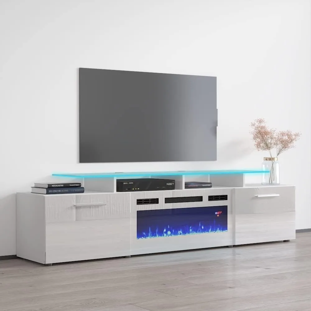 

Meble Furniture Rova WH-EF Electric Fireplace Modern 75" TV Stand - White