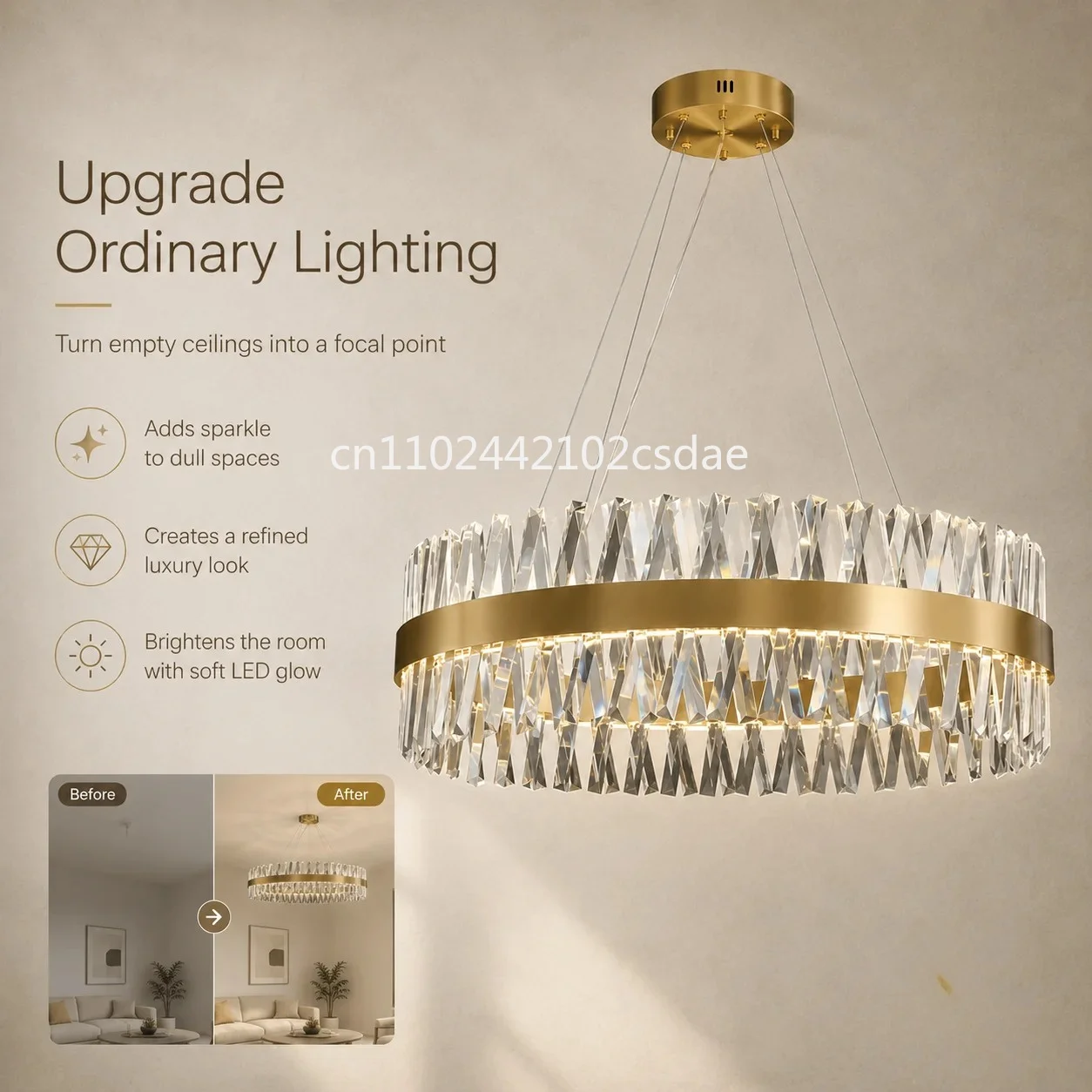 

SHIYAN Crystal chandelier Round Oval Gold Silver Hanging Lamps Suspension Luminaire For Living Room
