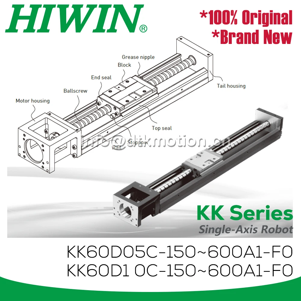 Imagem -05 - Hiwin-estágios de Corrediça Linear Industrial Robô de Eixo Único Rigidez de Alta Precisão Parafuso da Esfera Módulo Kk60 Original Kk60d05c Kk60d10c