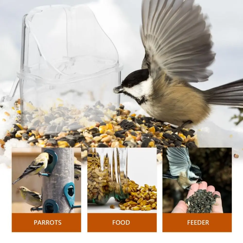 Anti Spill Bird Cage Feeder Cup Clear Plastic Leak Proof Bird Waterer Semi Enclosed Top Easy to Clean Parakeet Feeder Parakeets