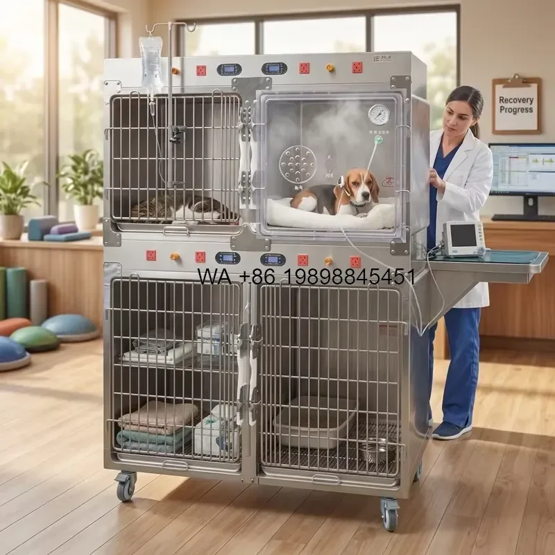 Wmwmnu for 304 Stainless Steel ICU Cage Multi-Functional Pet Oxygen Chamber Animal