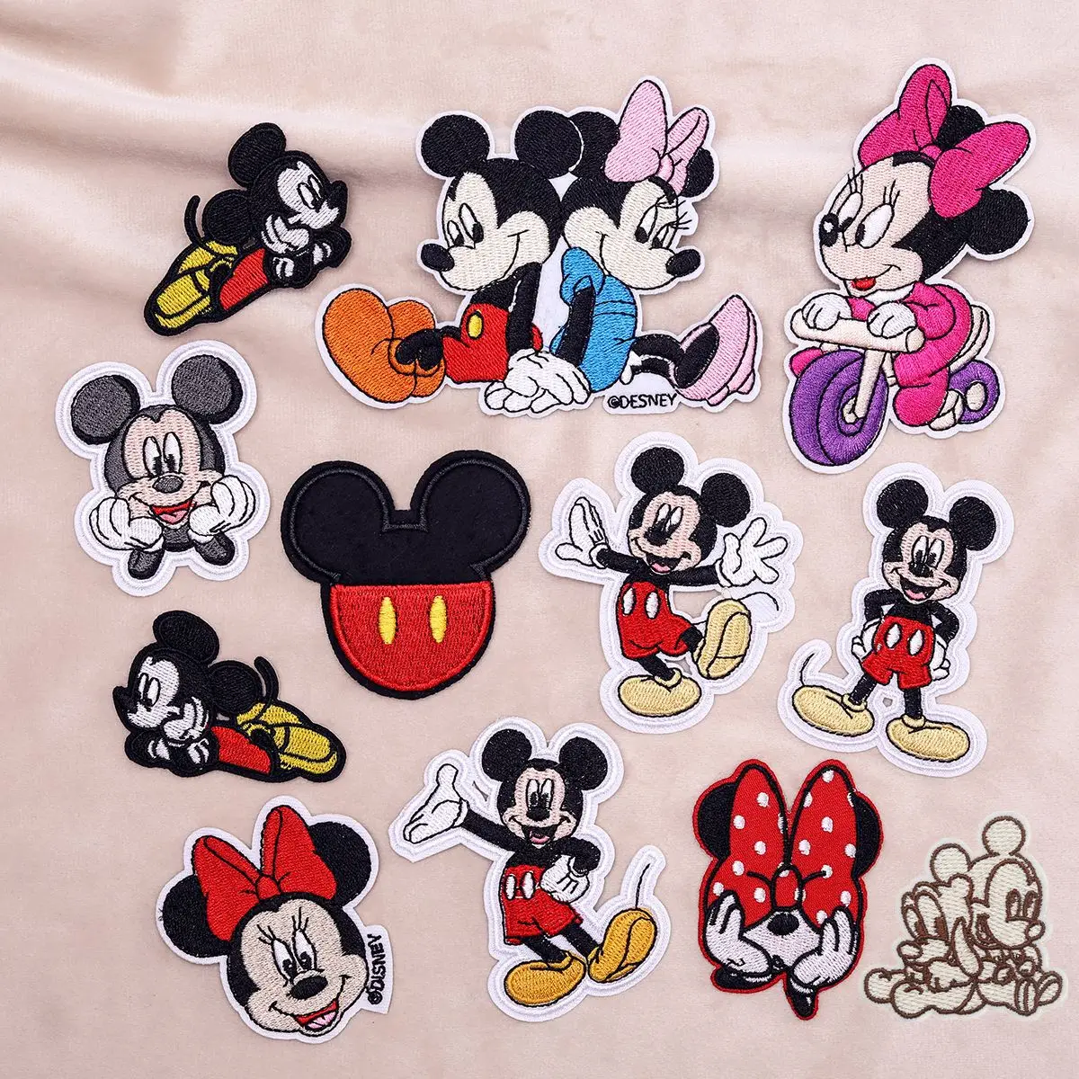 

Cute Embroidery Applique Anime Disney Mickey Mouse Cartoon Peripheral Cloth Patches Sticker Sewing DIY Ironing Garment Bag Decor