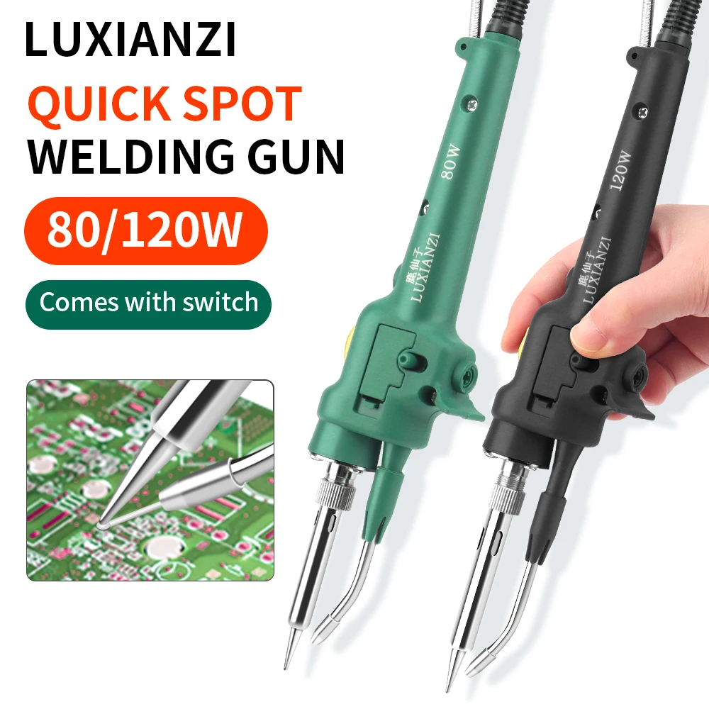 LUXIANZI Internally Heated Soldering Iron Gun 80/120W Hand-held Straight Handle Automatically Send Tin  Welding Repair Tool Kit