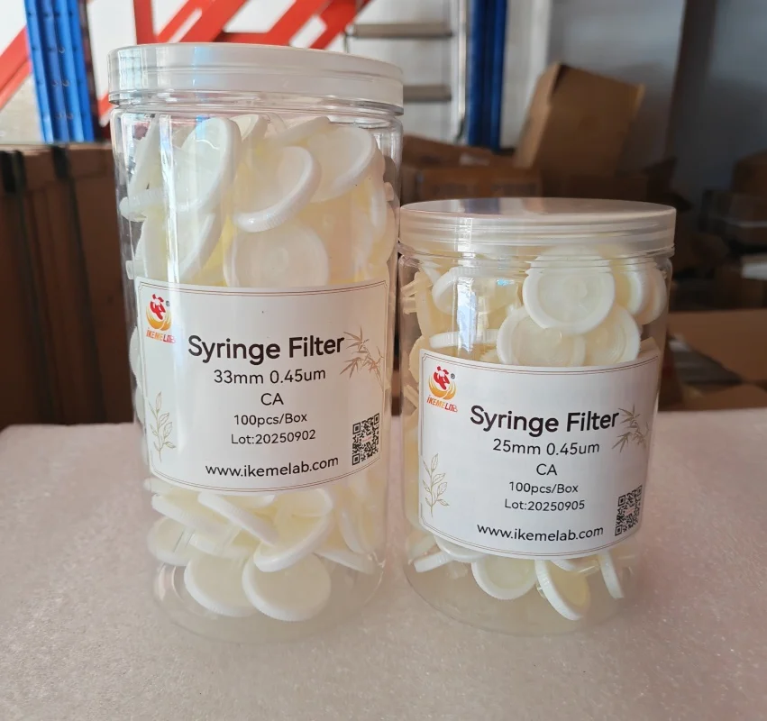 IKEME 100 шт. лабораторный шприцевой фильтр гидрофильное ацетатное волокно CA мембранный шприцевой фильтр CA 33 мм 0,45 мкм