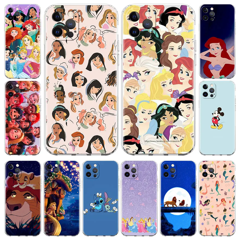 

Disney Princess Case for Apple iPhone 14 15 11 13 12 Pro Max 7 8 Plus X XR XS Transparent Fashion Soft Cover Clear Protective