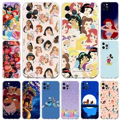 Disney Princess Case for Apple iPhone 14 15 11 13 12 Pro Max 7 8 Plus X XR XS Transparent Fashion Soft Cover Clear Protective