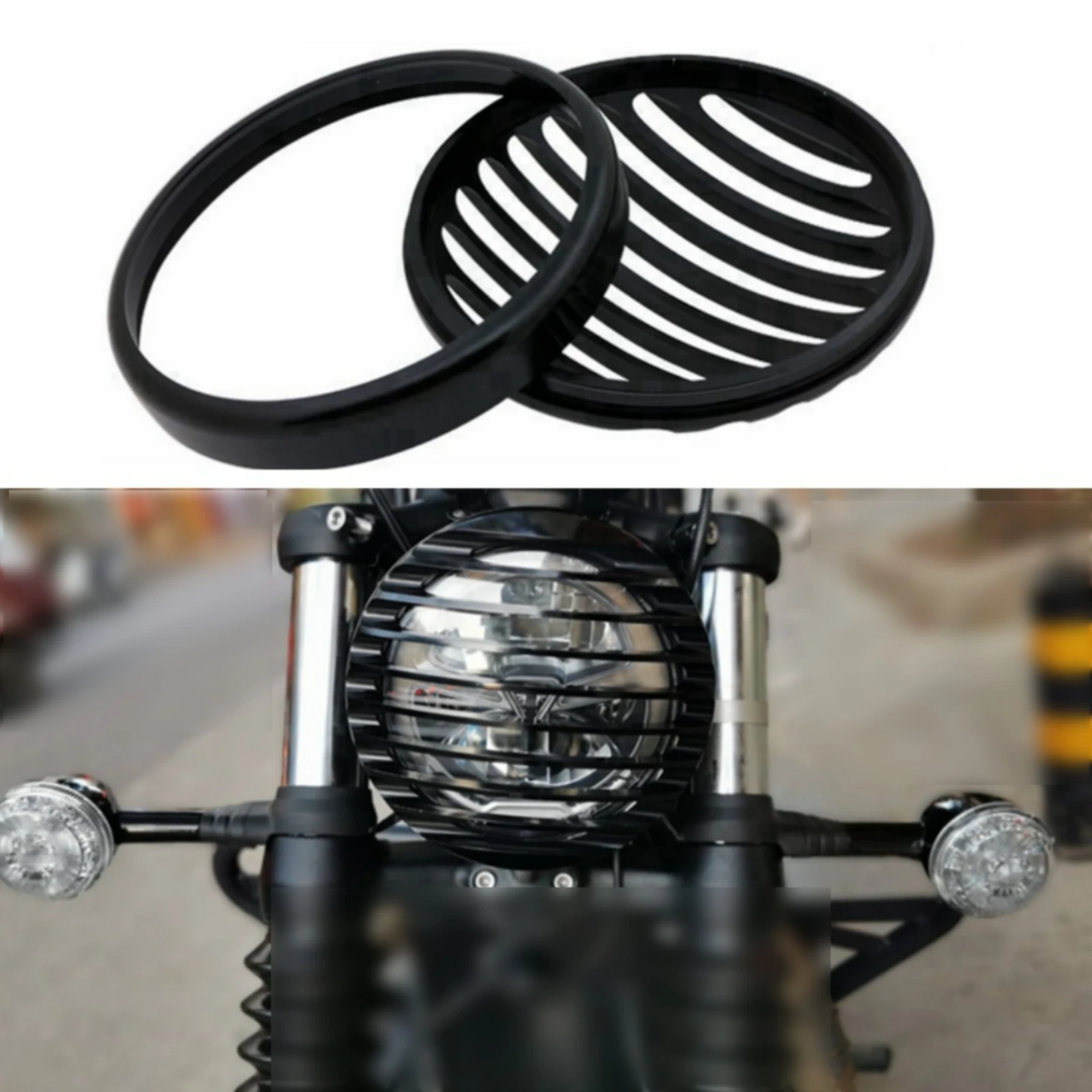 

Retro Headlight Grille Cover Stylish Exterior Upgrade Front Headlight Trim Cover Motorbike Part Corrosion Resistant