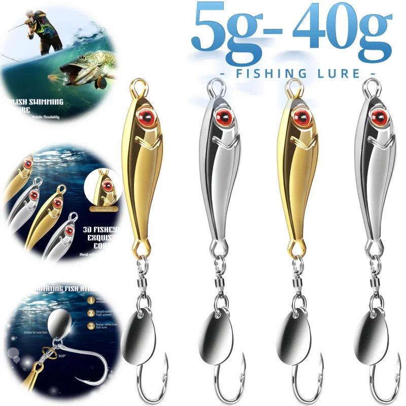 5-40g metal spinner jigging isca robalo cavala snapper lantejoulas isca de pesca fundida isca de pesca mar equipamento de pesca oceano praia