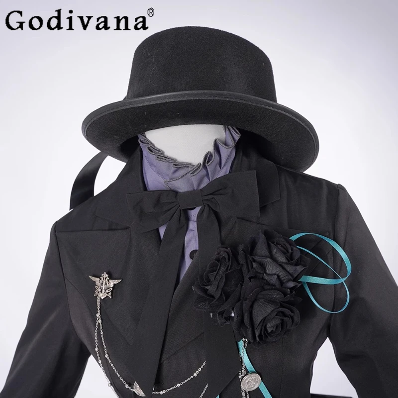 تأثيري الأسود روز أنيمي مجموعة المرأة بتلر المحكمة خمر القوطية تأثيري حلي الدعاوى قبعة للسيدات رائع لوليتا وتتسابق