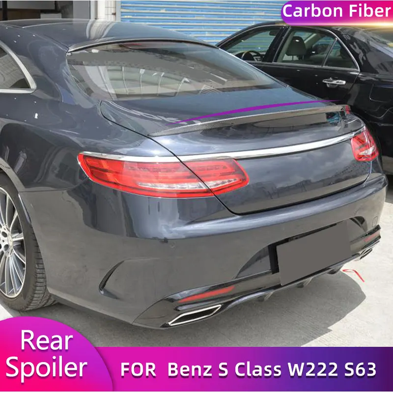 Carbon Fiber Rear Trunk Spoiler Wings for Mercedes-Benz S Class W222 S500 S63 S65 AMG Coupe 2014-2018 Rear Spoiler Wing Lip FRP