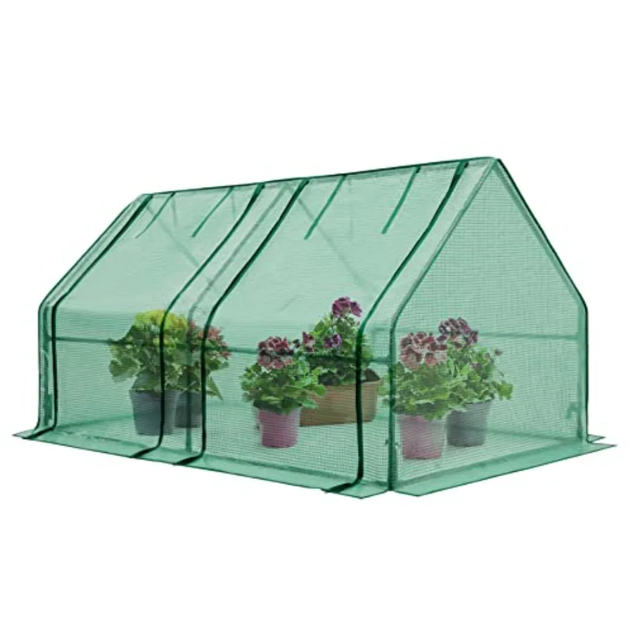 

Portable 71x36x36 Tunnel Greenhouse Garden with RollUp Zipper Doors for Outdoor Vegetable and Herb Cultivation Clear Green PE C