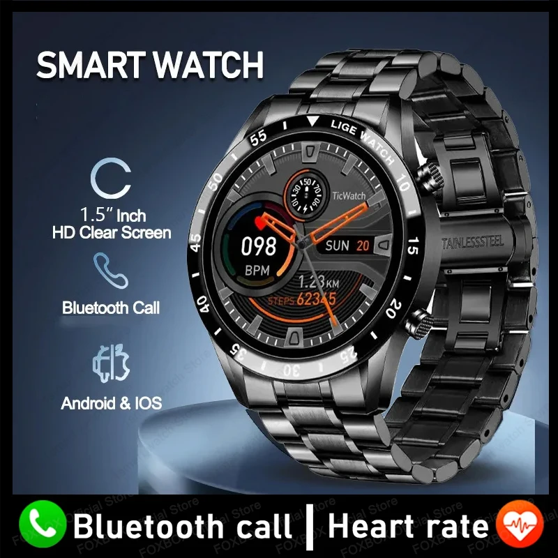 For All Smartphone To Connect HD Bluetooth Call Smart Watch Men Sports Fitness Waterproof Smartwatch Tracker Heart Monitor