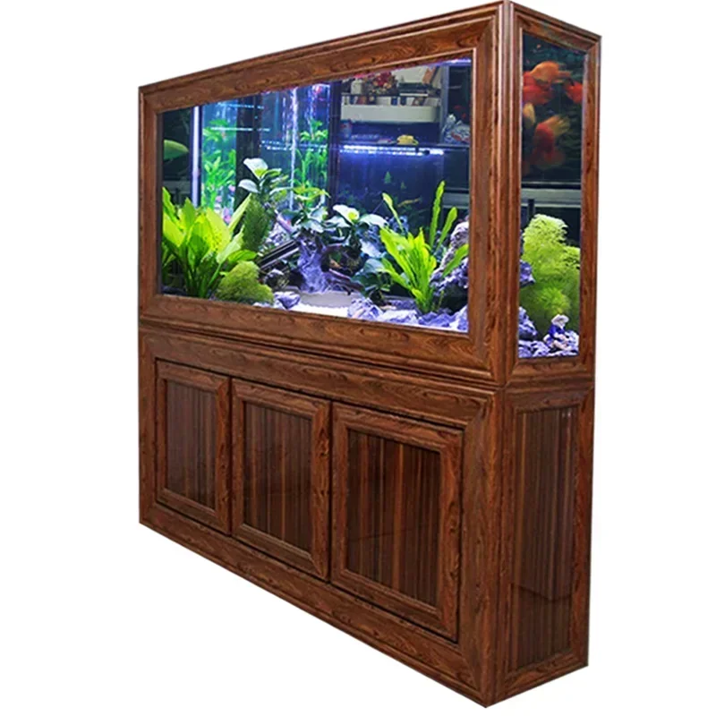 Ecological Chinese style fish tank bottom filter aquarium retro living room home large screen glass ultra white