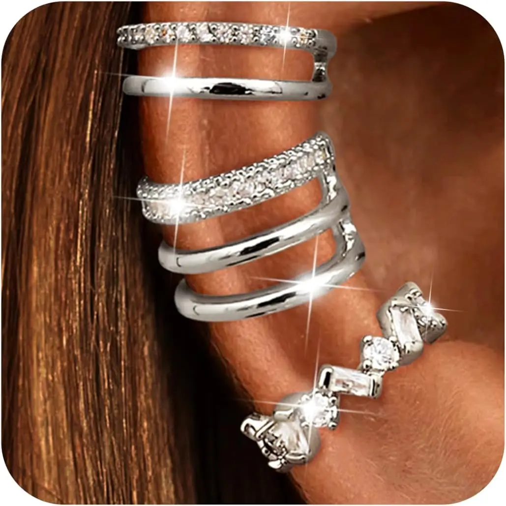 3pcs Gold Plated Clip Earrings for Women