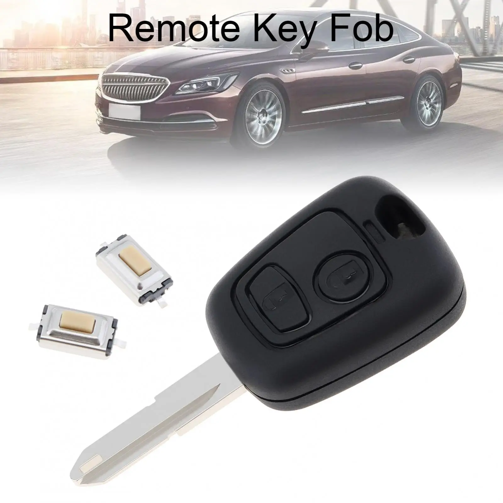 

2 Buttons Car Remote Key Shell Fob Case Fit for Peugeot 106 206 306 406 Key Fob Case with 206 Blade and 2 Micro Switches