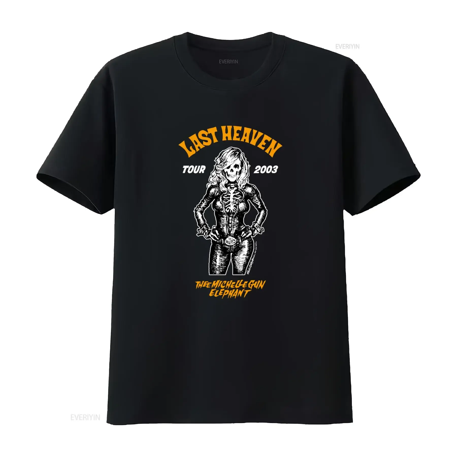 2003 Vintage Thee Michelle Gun Elephant TMGE Last Heaven Tour T shirt Retro Rock Style with Skeleton Design vintage Washed