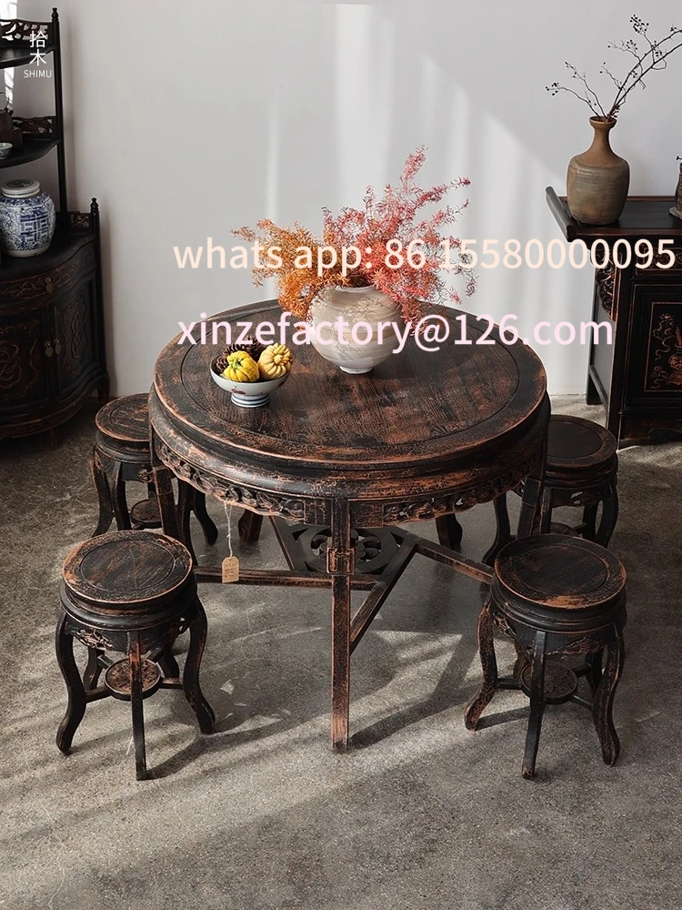

Customizable small round table solid wood Chinese antique and old