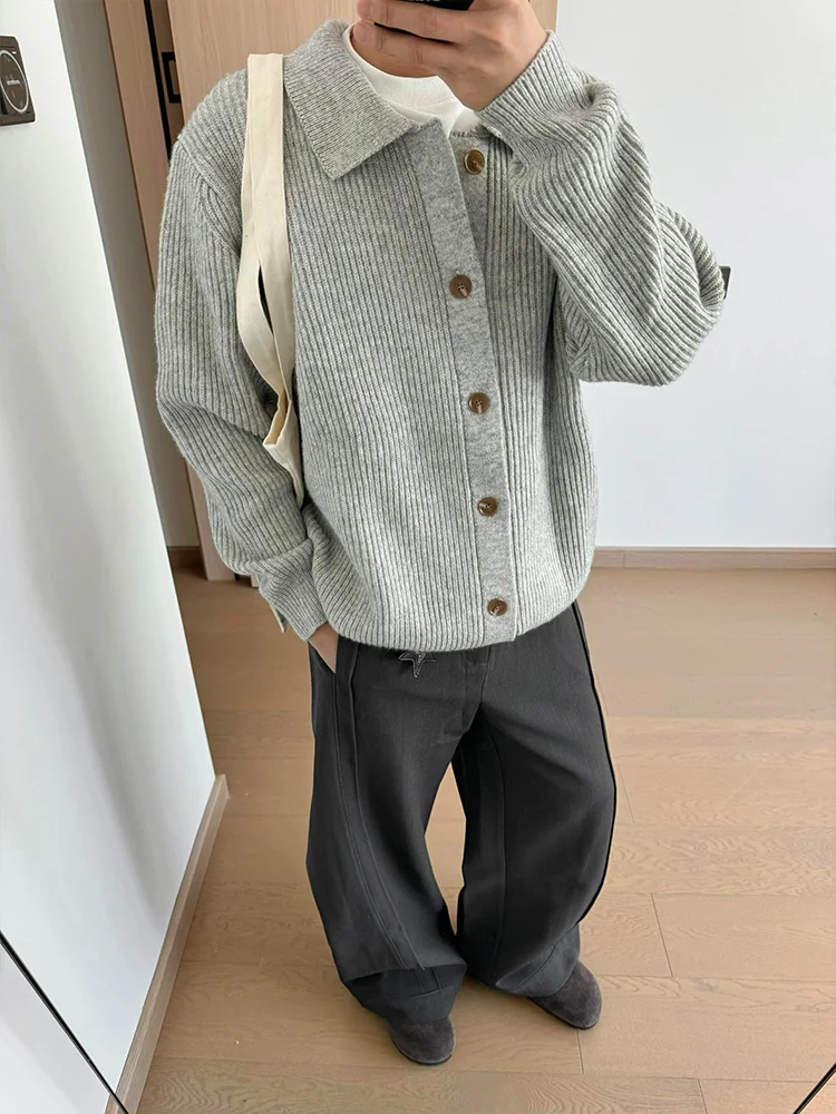 

Ay Lazy Sle открытый кардиган-свитер мужской осенне-зимний элитный американский ретро чистый воротник вязаная верхняя одежда