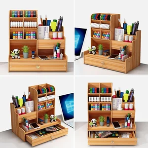 Organizer Meja Kayu Tempat Pena Rapi Desktop DIY Kotak Penyimpanan Alat Tulis Kapasitas Besar dengan Laci untuk Kantor Rumah dan Sekolah 12 penyelenggara penjualan terbaik - №