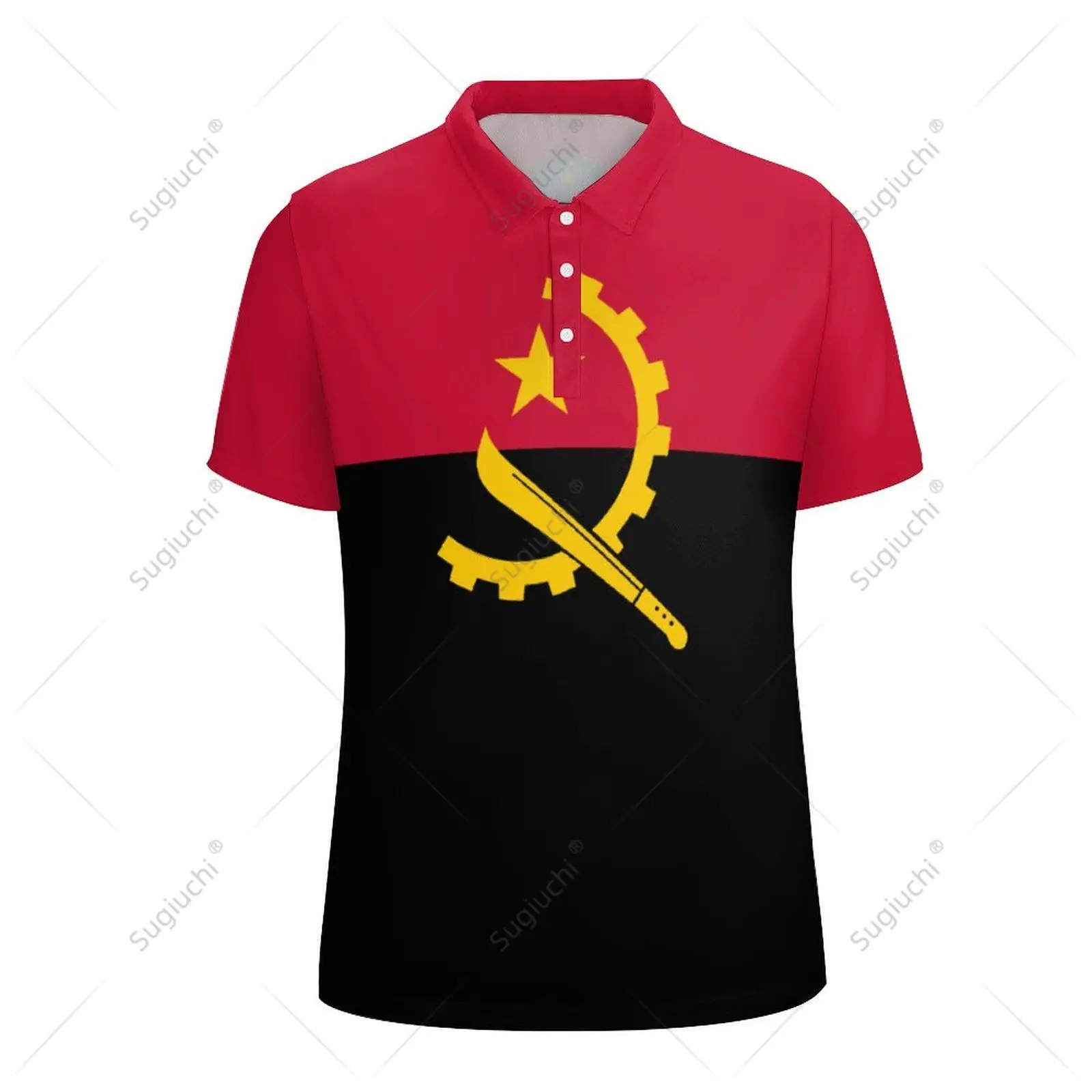Unisex Polo Shirt Angola Flag 3D Print Man Polo Fashion Clothing Tracksuits Short Sleeves