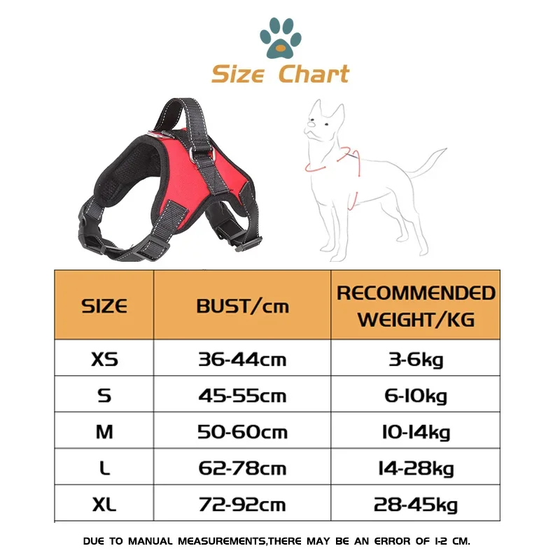 Dog Harness Vest Adjustable Pet Chest Strap Reflective Outdoor Training Dog Collars Harness Lead for Small Medium Large Dogs - view 5