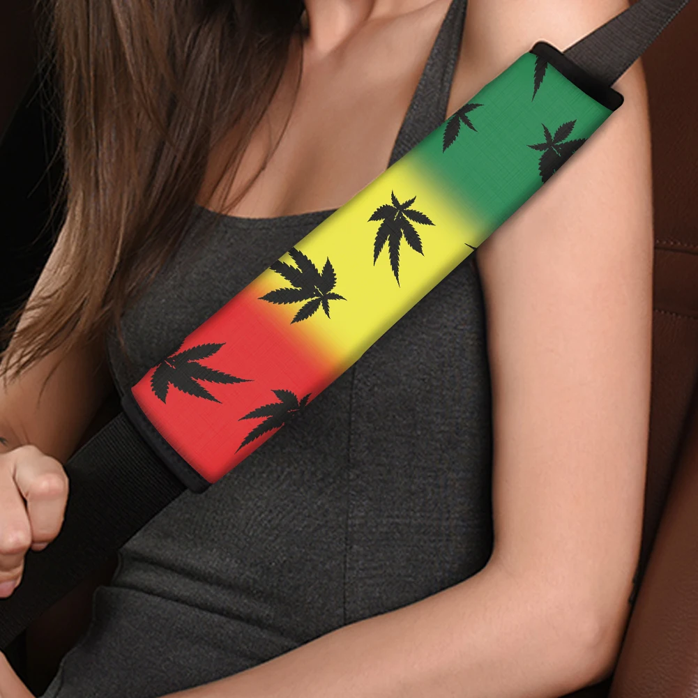 Универсальный автомобильный ремень безопасности INSTANTARTS, наплечный ремень с листьями марихуаны, комплекты ремней безопасности, чехлы подходят для большинства интерьера автомобиля