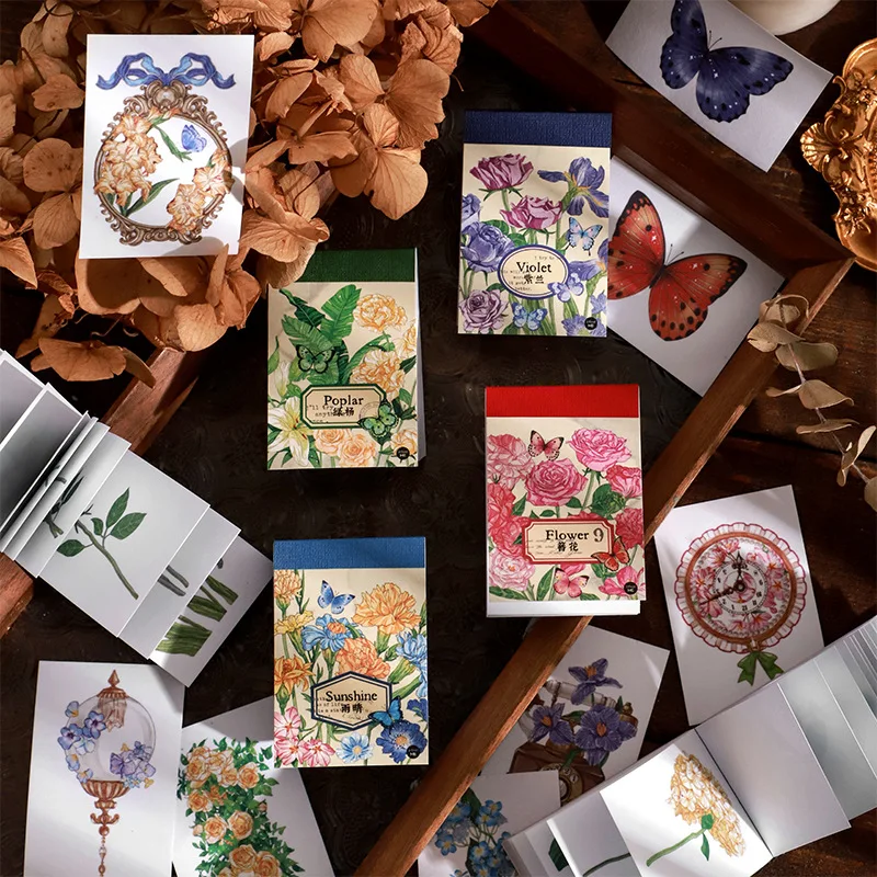 

50 шт., ретро литературная наклейка васи, книга с ботанической цветочной тематикой, съемный клейкий блокнот, украшение для поздравительной открытки