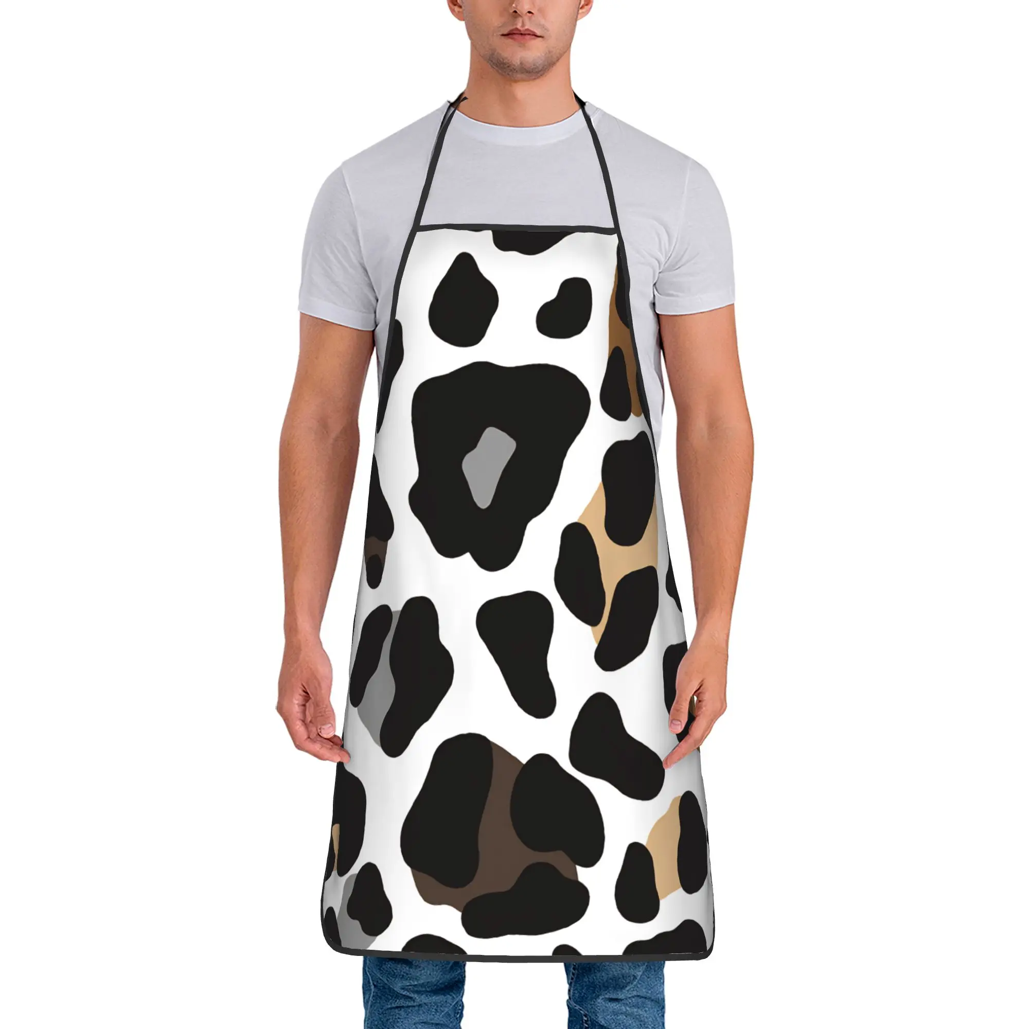 

Фартук с леопардовым принтом, модный, без карманов, для дома, маникюра, кухни, работы