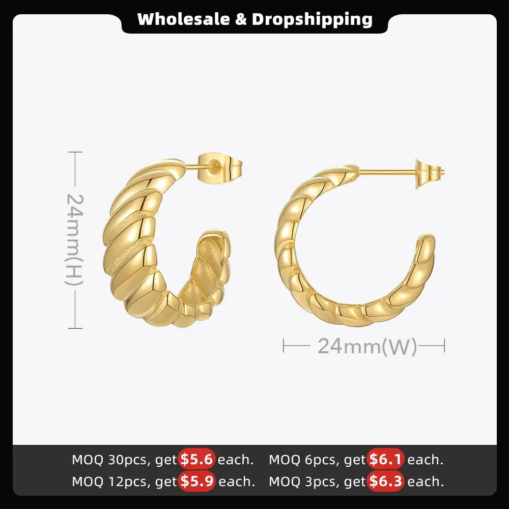 ENFASHION Lines Stud Earrings For Women Gold Color Elegant Earings Stainless Steel 2021 Fashion Jewelry Gift Pendientes E211228