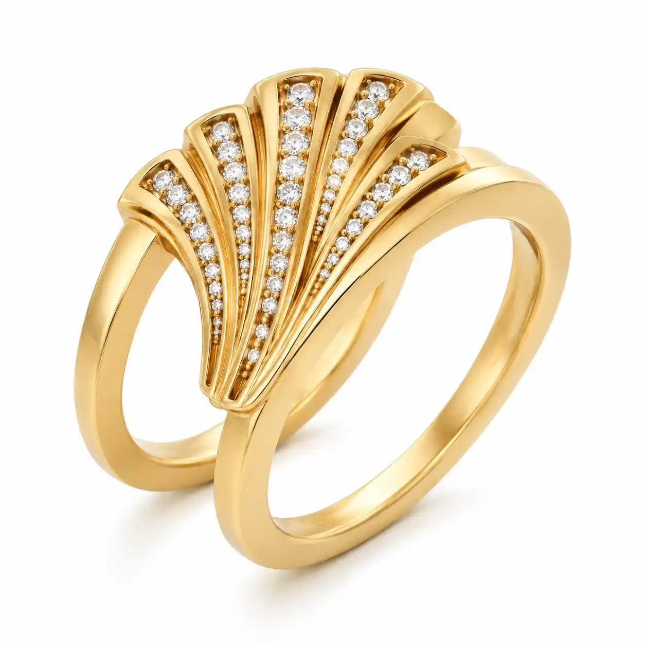 Art Deco Fan-Shaped Graduated Round Stone Ring Jacket Decorative Smart Ring Protector for Women  Ring Enhancer for OURA GEN 5 4
