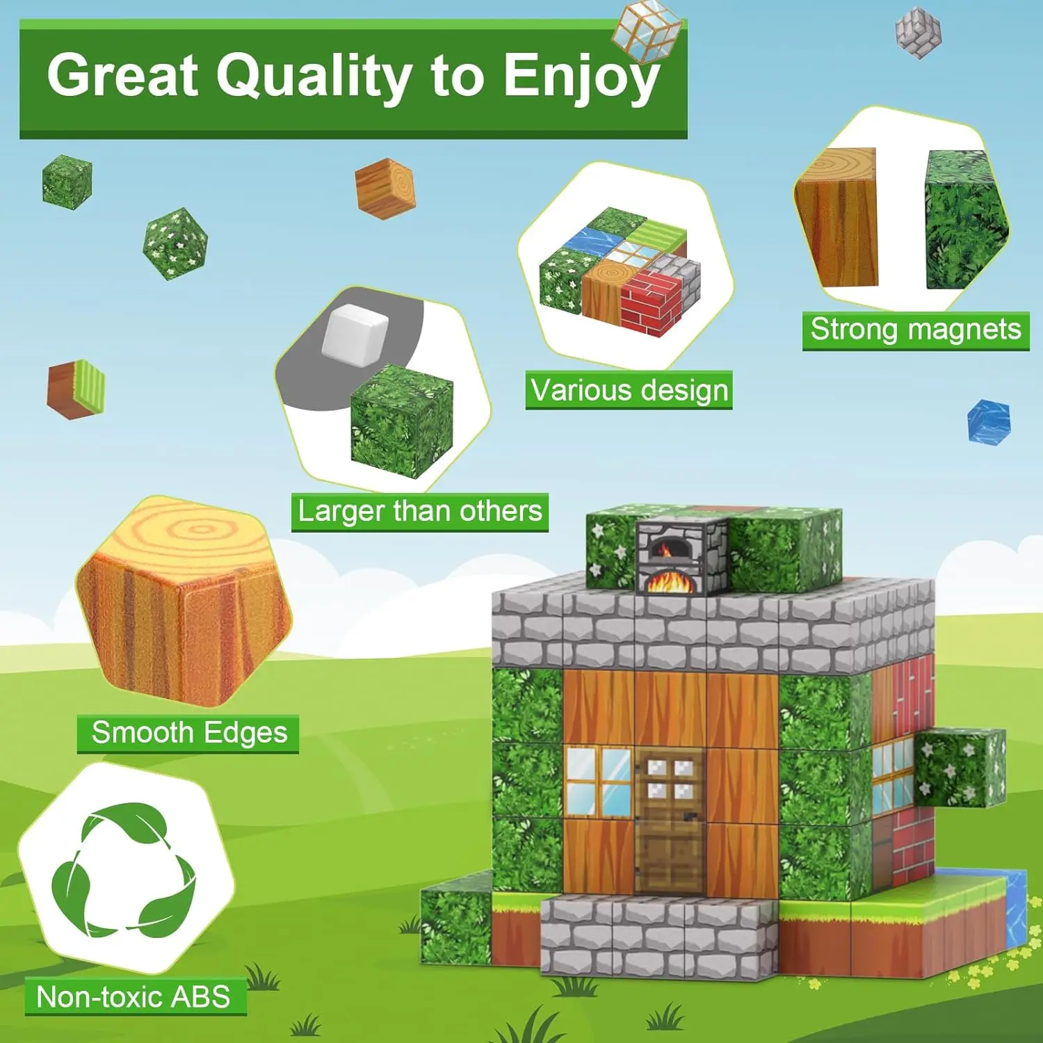 اللبنات المغناطيسية الألغام العالم مكعب المغناطيس العالم مجموعة للبنين بنات طفل سن 3 + البناء DIY نموذج الأطفال الألعاب الحسية