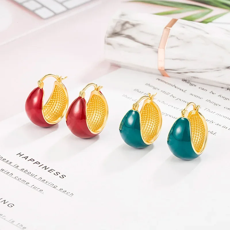 Fashion New Style French Style Drip Oil Water Drop Ear Buckle Earrings Women Exquisite Accessories Girlfriend Birthday Jewelry image 2