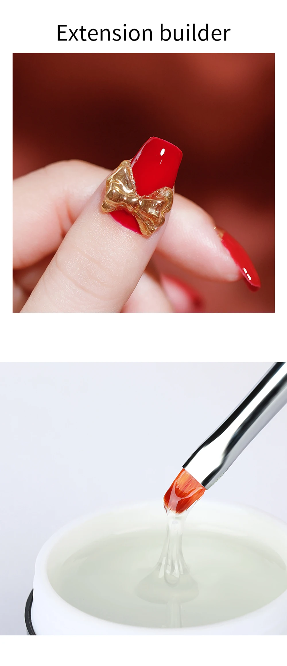 Vendeeni 4-in-1 Multifunktions-Top-Coat Gel Nagellack UV-Verlängerungsgel Verstärkter Wellenlinien-Nagel-Gel mit Strasssteinen 15g – Detail 8