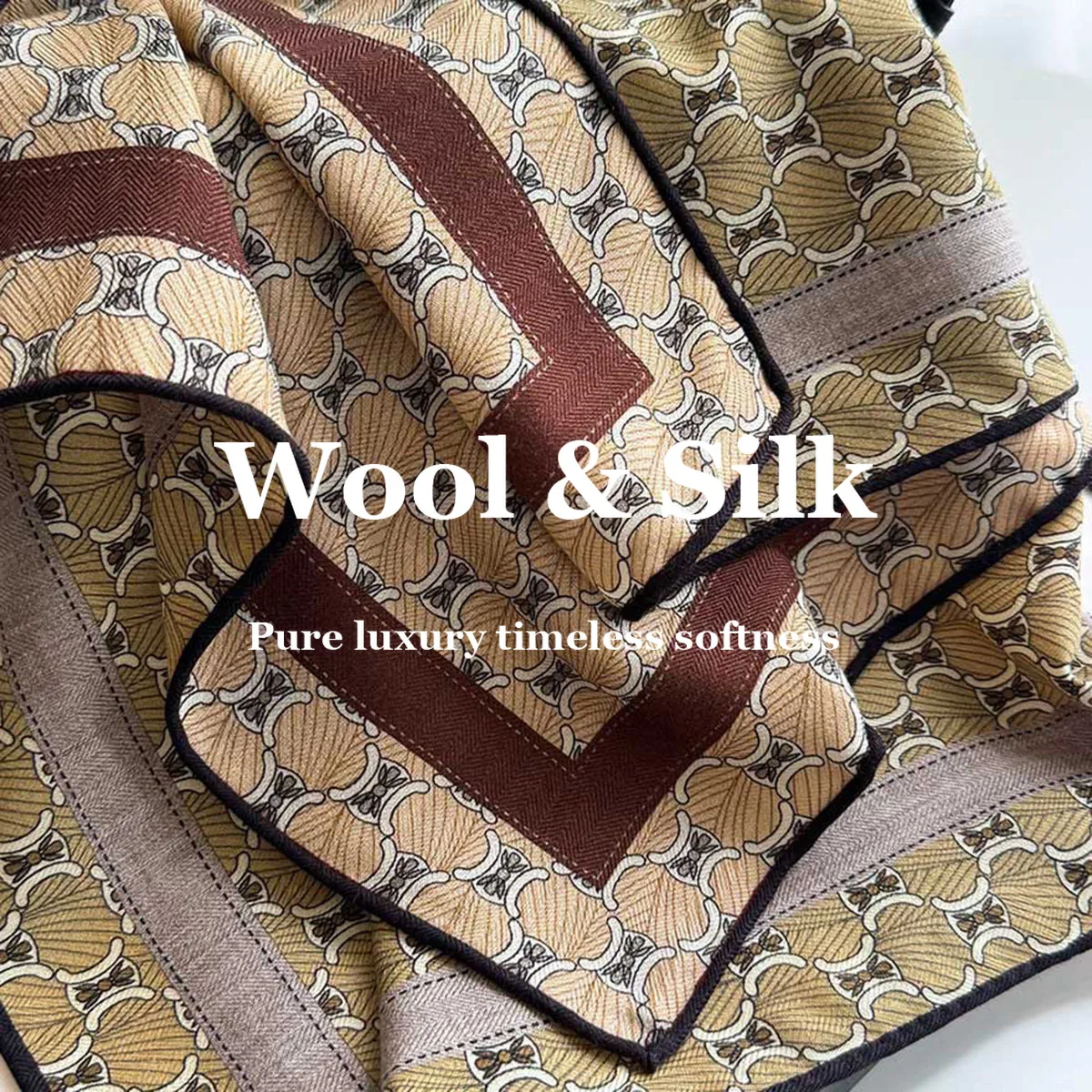 

82% Wool 18% Real Silk Scarf Print 62cm Square Scarf Bandana Headband Hijab Poncho Scarves Pashmina Multi-functional Shawl Wrap