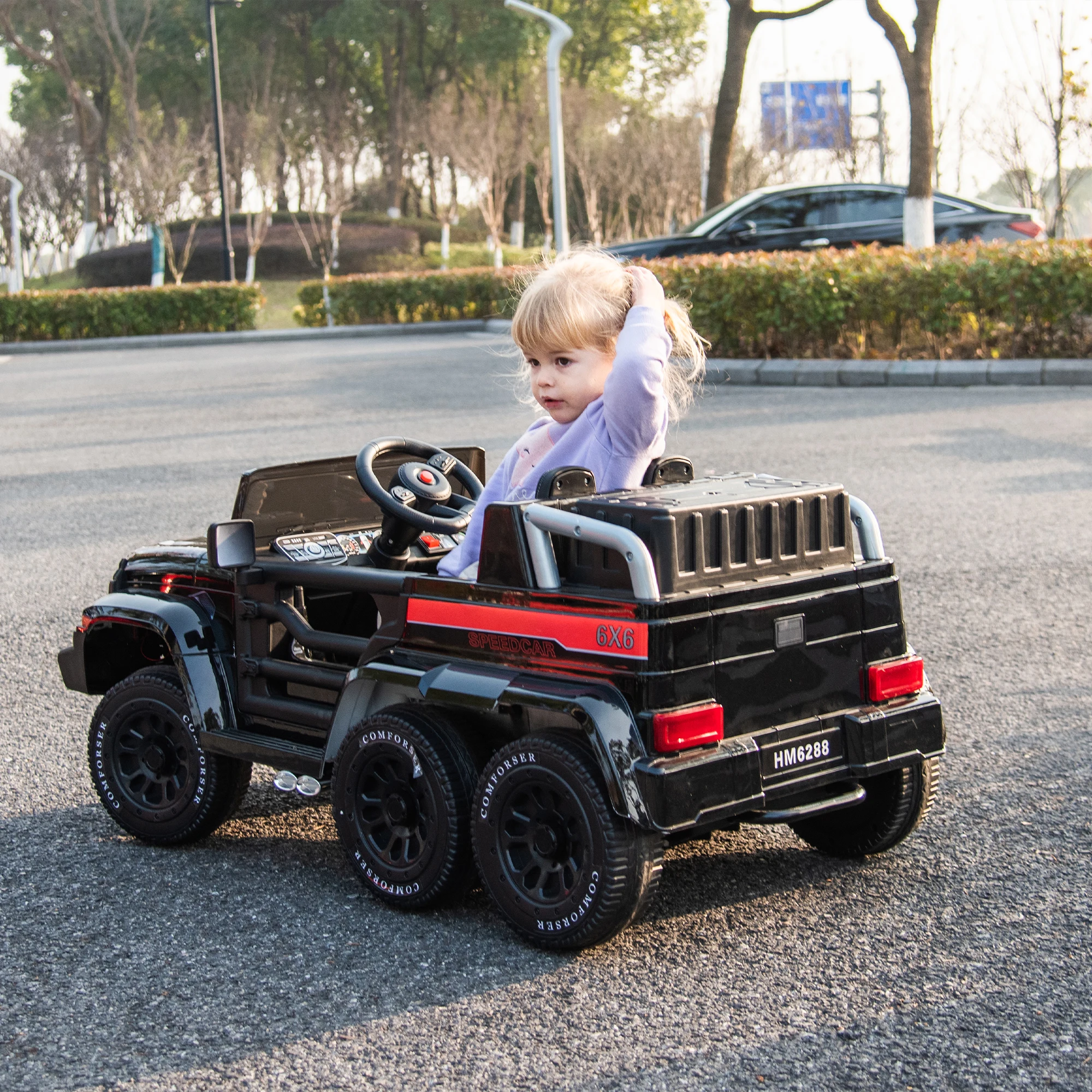 Camion VersiKids Ride-On 514 up, télécommande, musique, lumières, mode chaise à bascule, espace coffre, pour petits aventuriers âgés de 3 à 6 ans, 24V