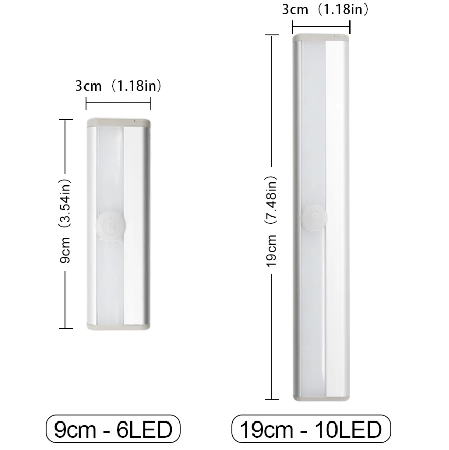 

9cm/19cm LED Night Light PIR Motion Sensor Closet Cabinet Corridor Lights Wireless Night Lamp Kitchen Stair Lighting Luminaria