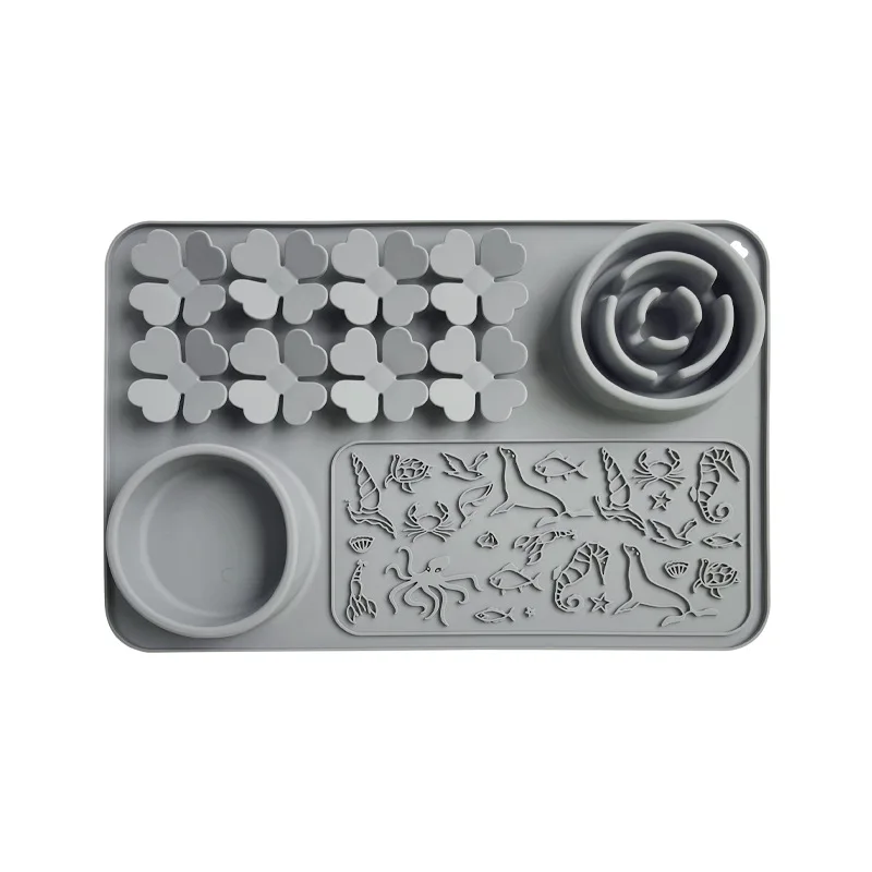 Cross‑border Pet Licking Mat, 4‑in‑1 Multifunctional Suction‑cup Non‑slip Slow Feeder Bowl, Silicone Dog Slow‑feeding Mat