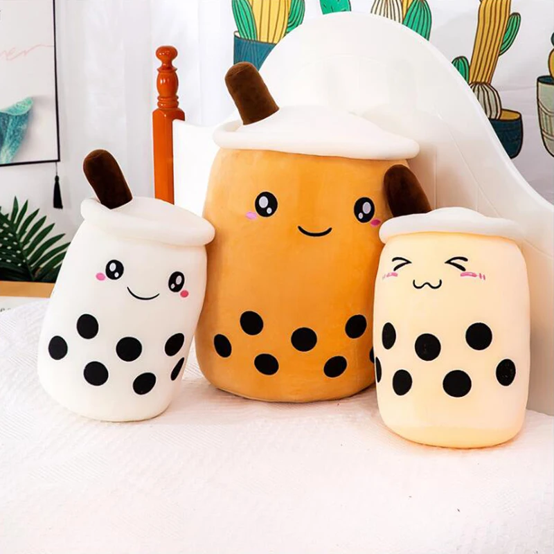 Hot Bubble Tea Plushie Toy Stuffed Food Milk Tea Soft Doll Boba Fruit Tea Cup Pillow Cushion Kids Toys Birthday Christmas Gifts