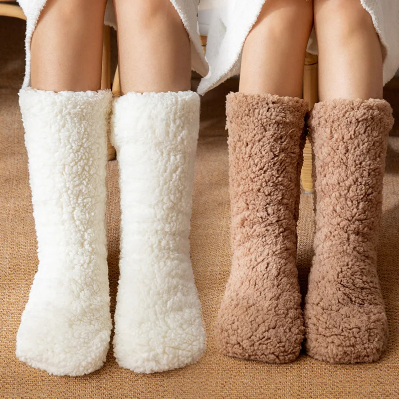 Thickened Winter Woven Thermal Cashmere Socks Floor Socks Women's Carpet Home Plus Socks Velvet Sleep Socks Slippers Leg Cover