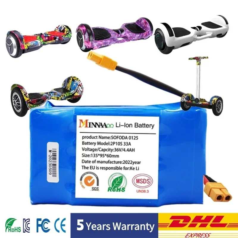 2024 Upgrade 36V Battery pack 12000mAh Rechargeable Lithium ion battery for Electric self balancing Scooter HoverBoard unicycle