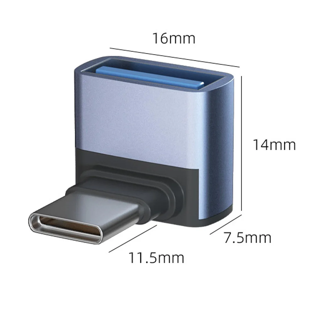 90 Degree USB C to USB 3.1 OTG Adapter Right Angle Type C Male to USB-A Female USB 3.0 Data Transfer for Smartphone Tablet Lapto