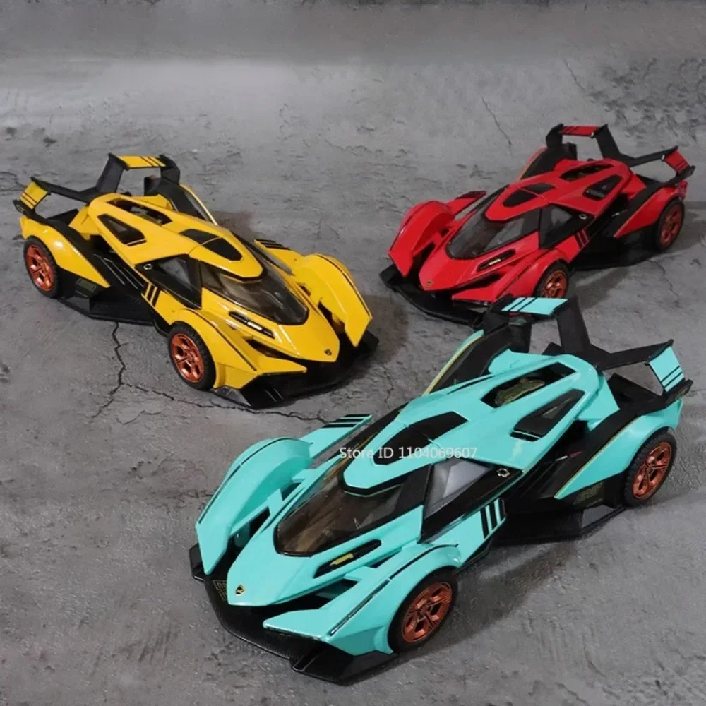 Modelo de coche Lambor V12 GT 1:32, juguete de Metal fundido a presión, luz musical, modelos de vehículos de carreras en miniatura, decoración, regalos para niños