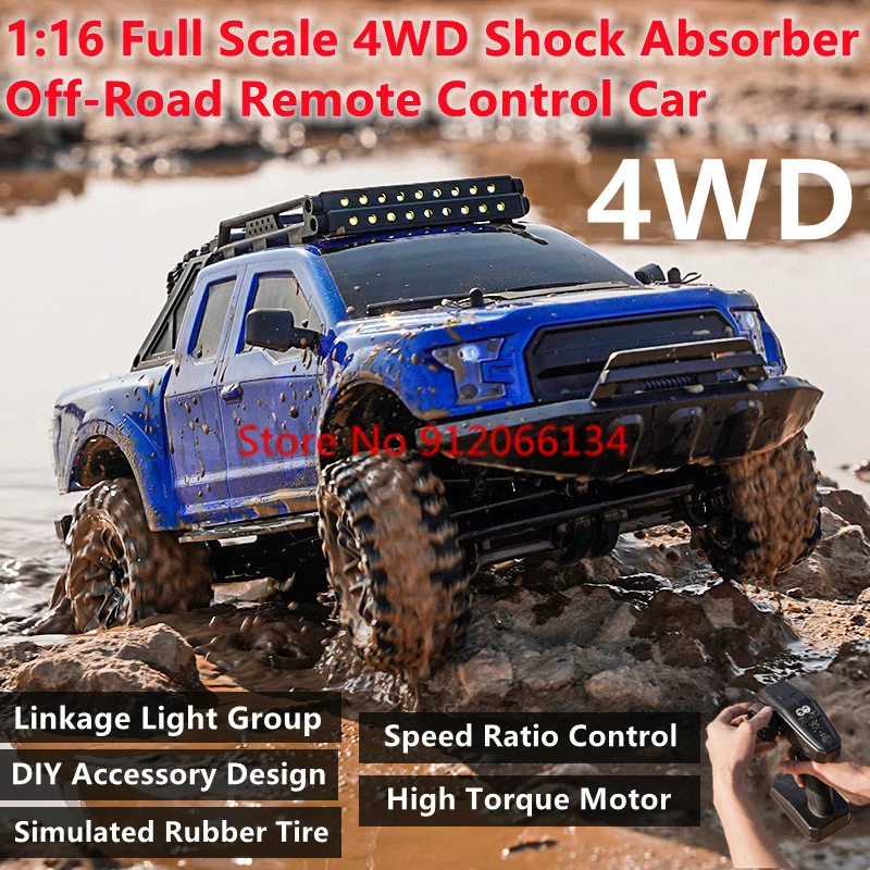 4WD 1:16 Full Scale All Terrain Off-Road Climbing RC Truck Shock Absorber Whole Car Light Group High Speed Remote Control Car