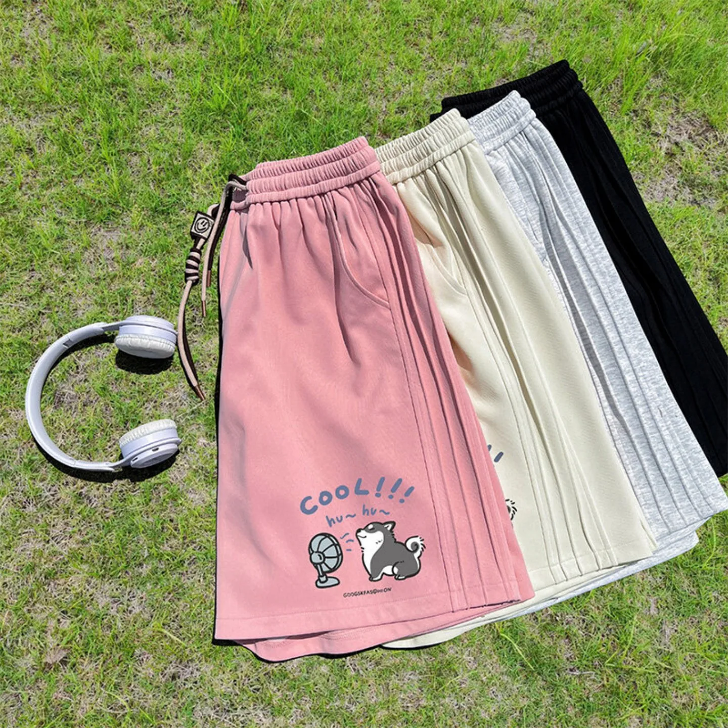 

Qui Dry Тонкие спортивные мужские летние модные брендовые свободные широкие брюки с полосками по бокам, повседневные брюки с пятью брюками, дышащие, удобные