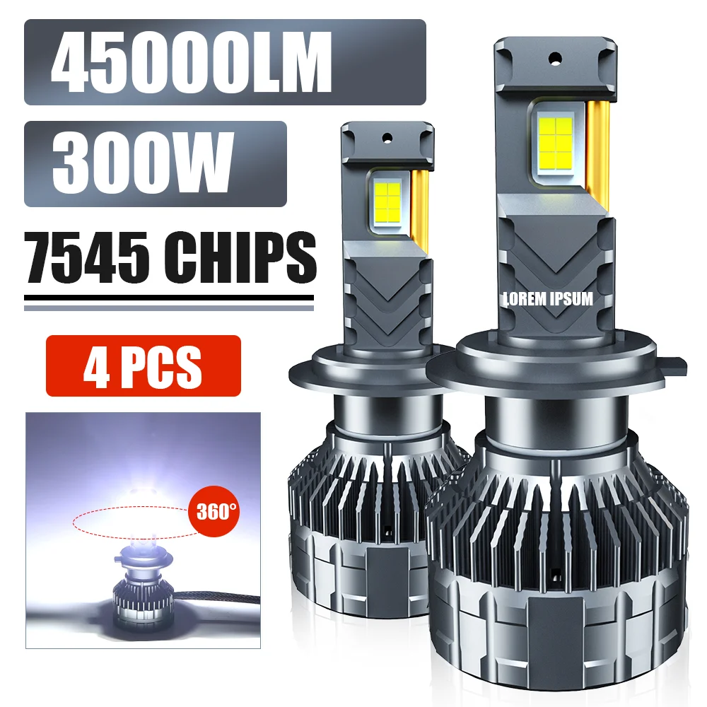 

OLLO 4PCS P18 H4 H11 H7 Led Lamp 300W High Power 45000LM Led Lights 3570 CSP Chips For Car 12V Led Headlight Bulb Fog Light