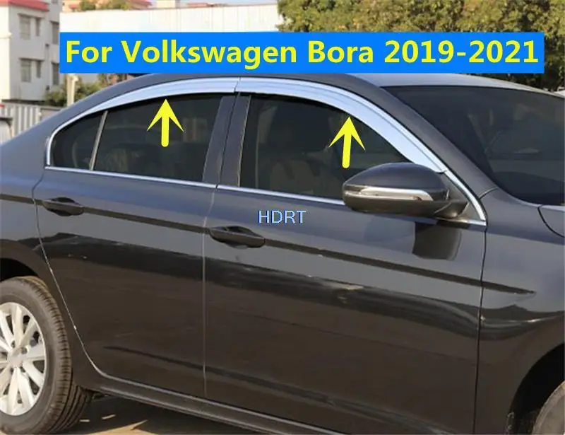 For Volkswagen VW Bora (Jetta A5 /Vento) 2019 + Car Style Exterior Visor Vent Shades Window ABS Chrome Sun Rain Guard Deflector