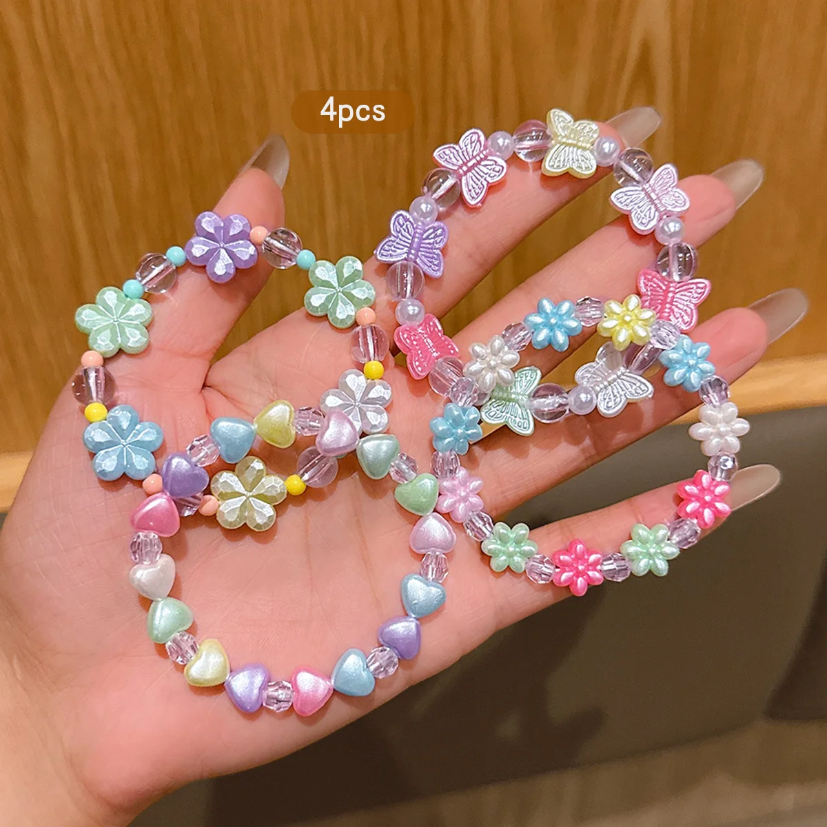4 colorful flower butterfly bracelets for outdoor outings, paired with simple and cute outfits