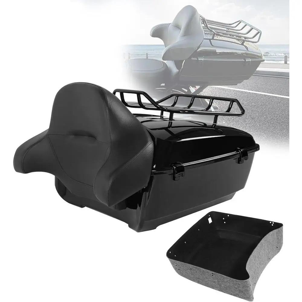 

13.7 Inch Large Trunk and Backrest Top Luggage Rack for 2014-Later Road King, Street Glide, and Electra Glide Motorcycles