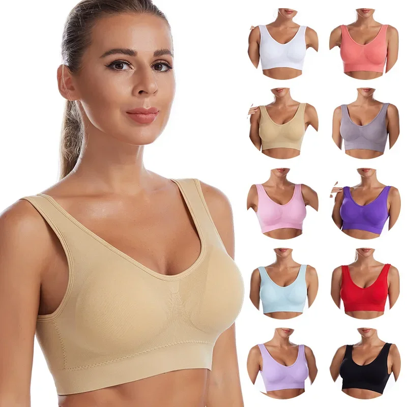 12 Colors S-5XL More Size Sports Bra Women Push Up Seamless Gym Jogging Yoga Fitness Crop Top Female Tops Sport Bras for Women