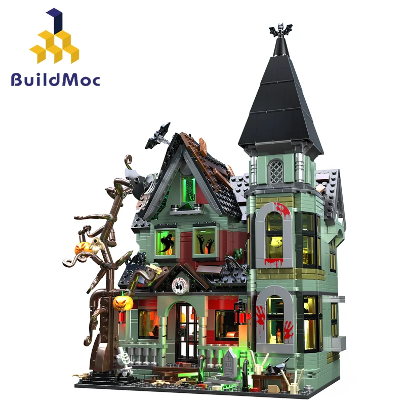 

Buildmoc Halloween Haunt Building Architecture MOC Horror House Building Blocks Toys for Children Kids Gifts Toy 1196PCS Bricks